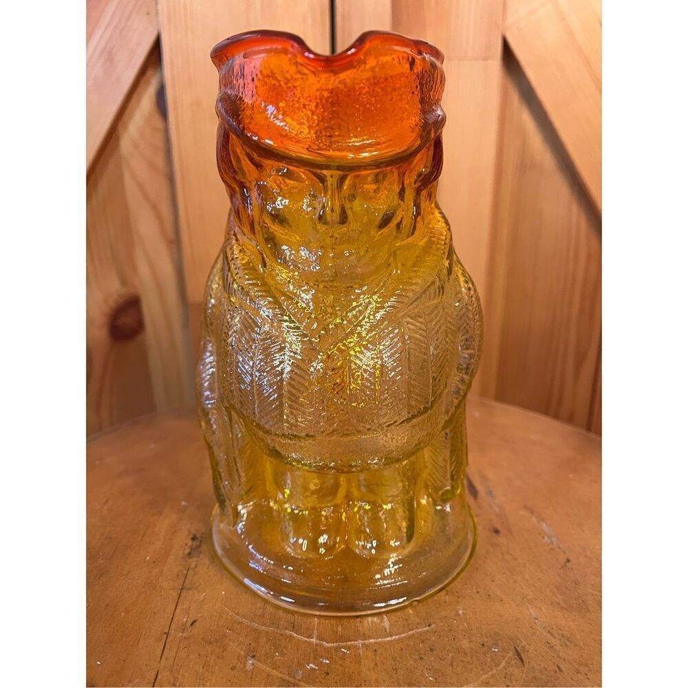 Vintage Toby Jugg Amberina Kanawha Glass Pitcher Mug Stein Red Yellow 6.5” (6074